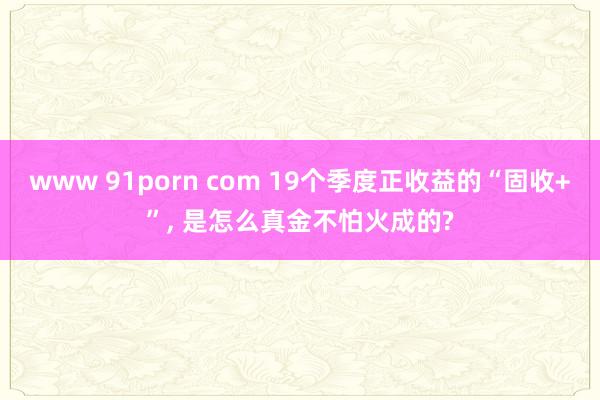 www 91porn com 19个季度正收益的“固收+”， 是怎么真金不怕火成的?