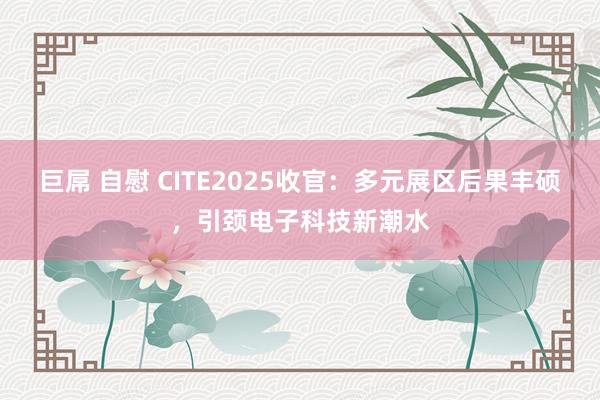 巨屌 自慰 CITE2025收官：多元展区后果丰硕，引颈电子科技新潮水
