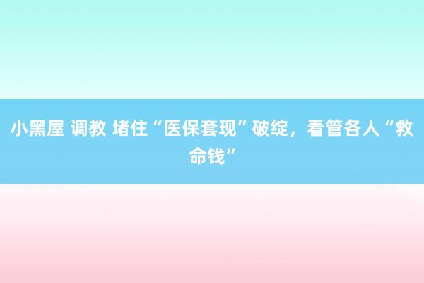 小黑屋 调教 堵住“医保套现”破绽，看管各人“救命钱”
