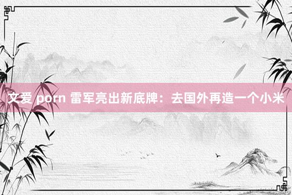 文爱 porn 雷军亮出新底牌：去国外再造一个小米
